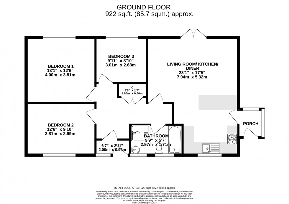 Floorplan for Pendre Gardens, Brecon, Powys